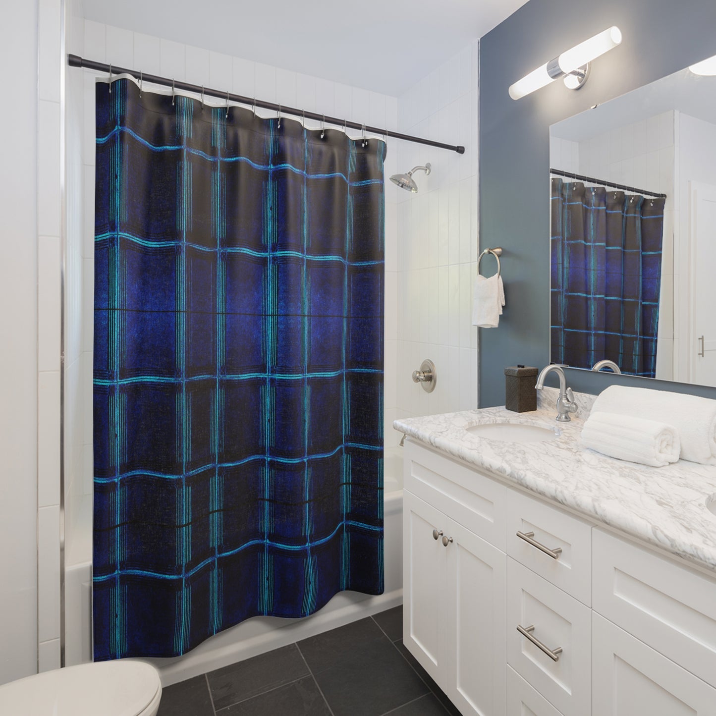 "Deep Ocean" Shower Curtain, Modern Bathroom Decor, Stylish Washroom Accessory, Gift for Homeowners, Unique Shower Decor